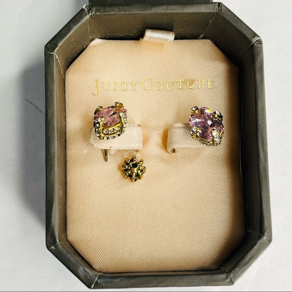 Y2K Juicy Couture Pink Crystal Studded Earrings